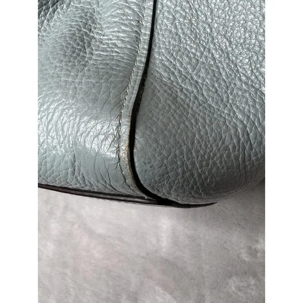Coach Edie 31 Bag Womens Blue Pebbled Leather Shoulder Zip Pockets Gunmetal